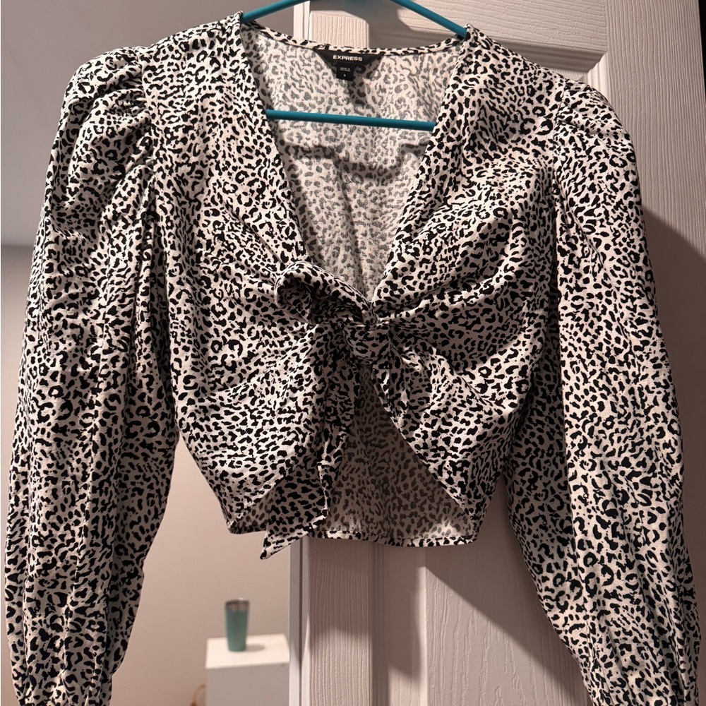 Express Black and White Animal Print Blouse